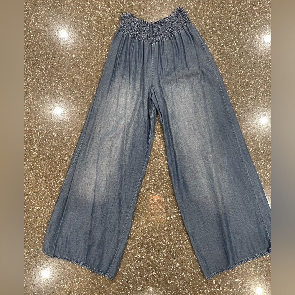 Denim baggie palazzo pants
